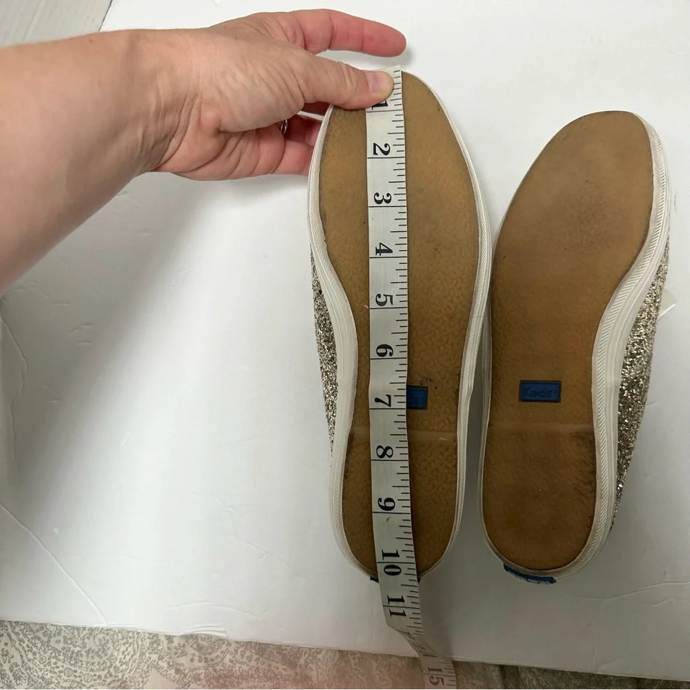 Keds X Kate Spade New York Gold Glitter Cream Satin Lace Up Sneakers- Size 8.5/9